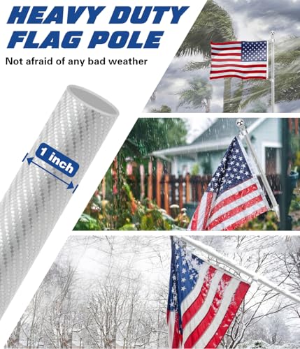 Sinyoeer 6FT Flag Poles, Carbon Fiber Heavy Duty Flagpoles for Outside House, House Flag Poles for Porch, 1 inch Flag Pole...