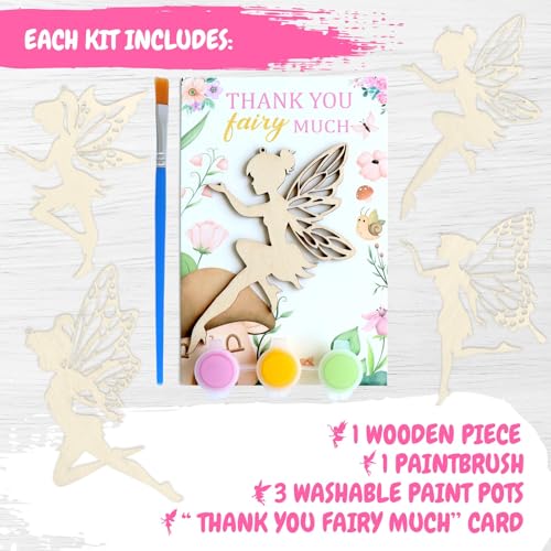 BOIKOKY 12 Pack Pre-Packaged Fairy Party Favors, Wooden Fairy Cutouts with Hanging Hole & Painting Kits for Girls, Magical...