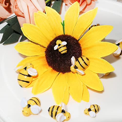 HADDIY Tiny Craft Bees,50 Pcs Small Plastic Resin Bumble Bee Decor for Embellishments and Bee Themed Birthday Party Table ...