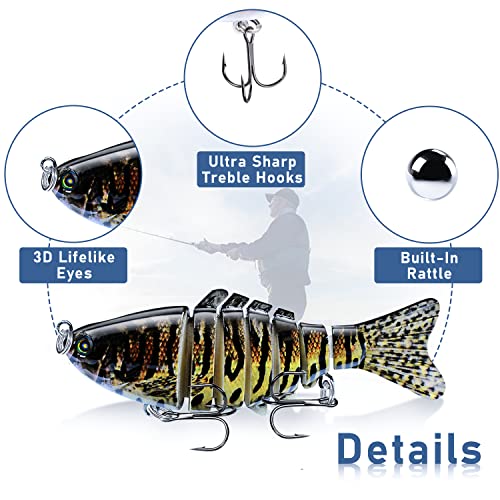 Fishing Lures Multi Jointed Fish Fishing Kits Slow Sinking Lifelike Swimbait Freshwater and Saltwater Crankbaits for Bass ...