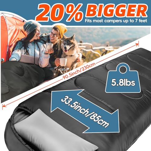 MEREZA 0 Degree Winter Sleeping Bag for Adults Kids with Pillow, Cold Weather Sleeping Bag for 4 Season Camping Hiking Bac...