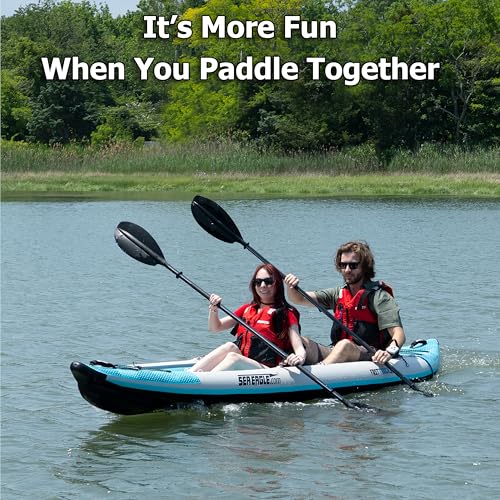 Sea Eagle 385FT Redesigned Fasttrack Inflatable Kayak 12'8" 2 Person Touring Kayak, Attached Rigid High-Pressure V-Bottom,...