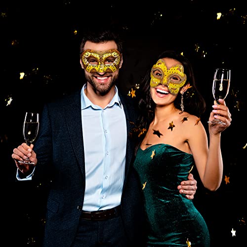Elcoho 24 Pieces White Paper Masks Half Face Masquerade Masks DIY Hand Painted Mask with Tether Paints Brushes Mardi Gras ...