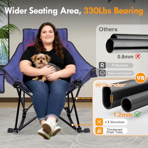 Slendor Oversized Heated Camping Chair with 2000mAh Battery, Padded & Pillow Heated Rocking Chair, 3 Adjustable Heat Setti...