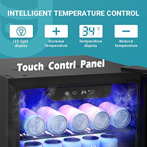 EUHOMY Beverage Refrigerator Cooler, 130 Can Mini Fridge with Glass Door for Soda Beer or Wine, Beverage Cooler for Home, ...