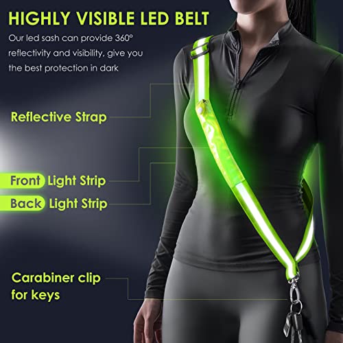 Todoxi LED Belt Reflective Sash for Walking at Night, High Visibility Adjustable Night Running Safety Gear Rechargeable LE...