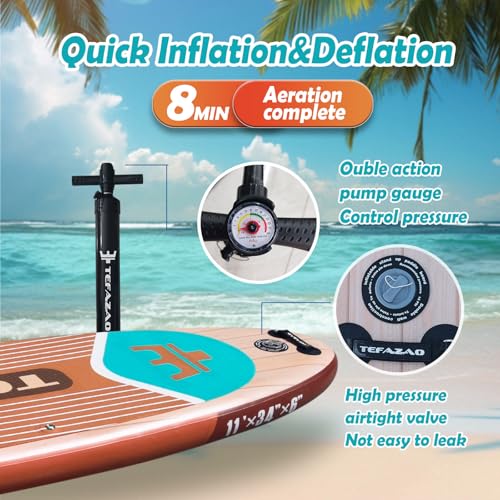 TEFAZAO 34'' Wide Inflatable Stand Up Paddle Board, 400lbs Capacity SUP Board with Premium Paddle Board Accessories, 100L ...