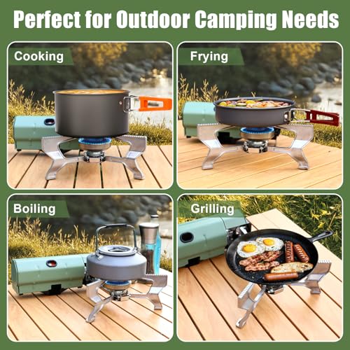 Hisencn Portable Camping Stove with Storage Bag | 8871 BTU/2600W High-Power Outdoor Gas Stove for Hiking, Picnic, RV Trips...