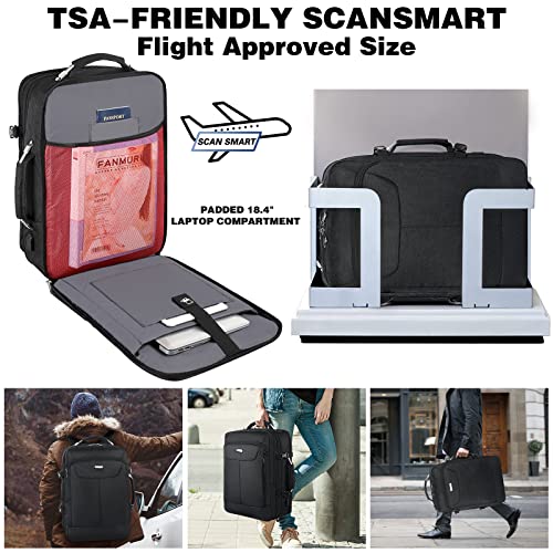 Carry on Backpack, Extra Large 50L Airline Approved TSA Travel Backpacks with 3 Packing Cubes for Women Men, USB Charging ...