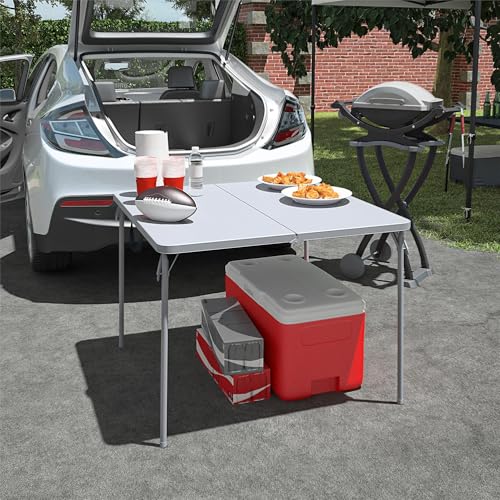 Cosco XL 38.5" Resin Fold-in-Half Card Table, Black, Wheelchair Accessible, Lightweight, Pinch-Free Locking System