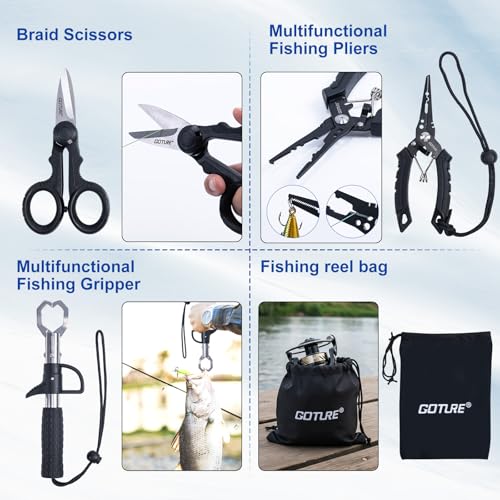 Goture Fishing Rod and Reel Combo - Carbon Fiber Telescopic Fishing Pole - Spinning Reel 9+1 Shielded Bearings Stainless S...
