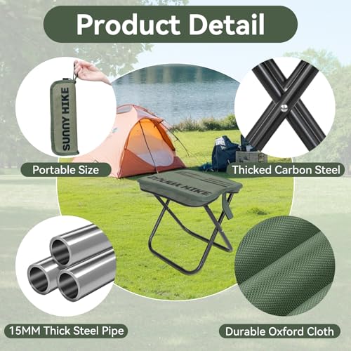 BOLGRLONG Portable Foldable Backpack Stool, Portable Chair Ultralight Collapsible Stool with Carry Bag for Outdoor Campin...