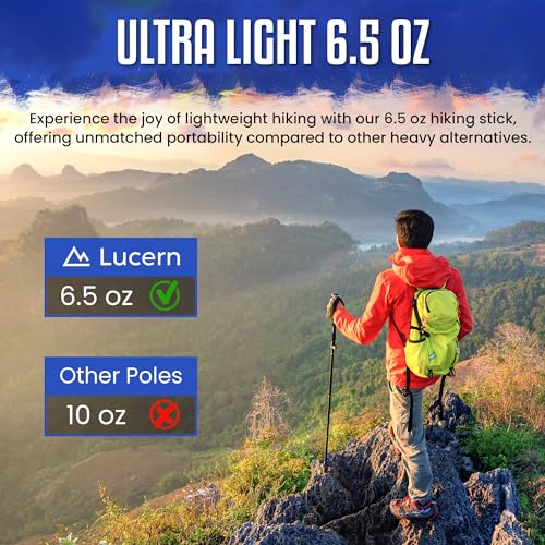Lucern 6.5 oz Extreme Ultralight Anti-Shock Carbon Trekking Poles - Incredibly Durable, Supremely Comfortable, Optimally S...