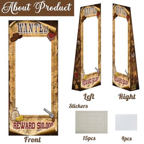 4.5ft Tall Life Size Stand in West Wanted Photo Booth Props Selfie Frames, Western Photo Booth Props for Western, West Cow...