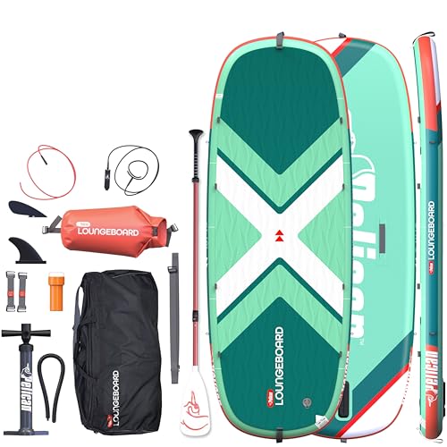 Pelican LoungeBoard Inflatable SUP - Recreational Stand Up Paddle Board - Yoga and Adventure Ready - Bag & Paddle Included...