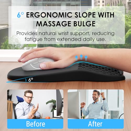 MROCO Ergonomic Mouse Pad with Wrist Support, Wrist Rest Mousepads for Carpal Tunnel Pain Relief, Memory Foam Pad with Mas...
