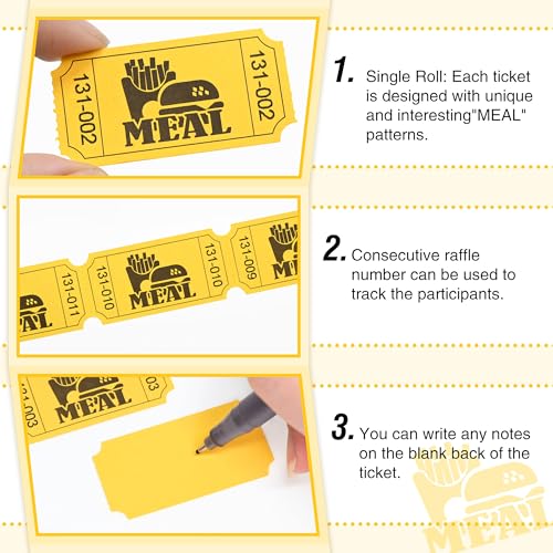 ESSENTIAL 1000 Raffle Tickets Rolls, Meal Tickets Single Roll for Events, Leisure, Movie Watching, Entertainment, Class Re...