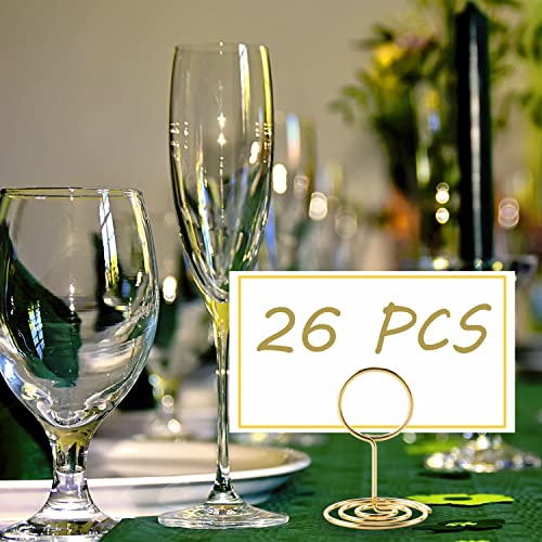 Hoewina 26Pcs Table Number Holders, Place Card Holder, Wire Picture Holder, Small Size Table Card Holders, Photo Holder fo...