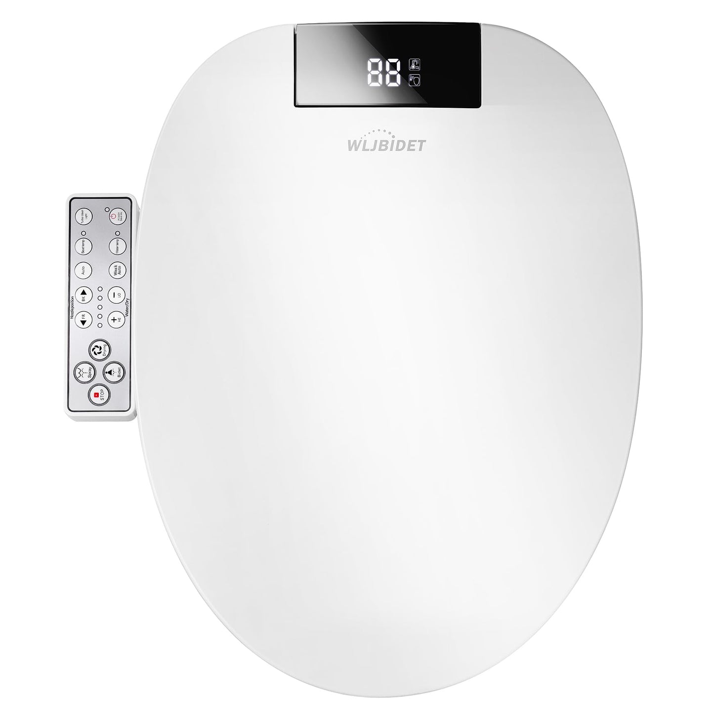 WLJBIDET Toilet Bidet Seat, Instant Warm Water, Self-Cleaning Nozzle, Multiple Spraying Modes, Electric Heated Seat, Warm Air Drying, Soft Closed Lid, Display Screen, Requires Electricity, Elongated
