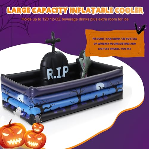 Liliful 1 Pack Inflatable Graveyard Halloween Drink Cooler Party Beverage Holder Zombie Arm Inflatable Cooler Drink Holder...