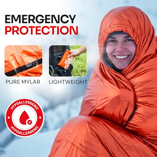 Emergency Sleeping Bag for Survival Gear and Supplies Life Bivy Sack Waterproof Mylar Emergency Blankets for Survival Kit ...