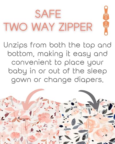 Vollmic Baby Sleep Sack 0-12 Months Newborn Sleeping Bag 100% Cotton Wearable Blanket 0.5 TOG 2 Packs