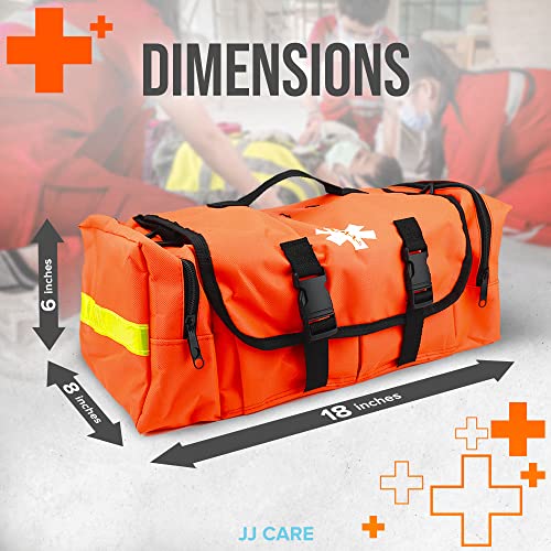 JJ CARE Trauma kit 250PCS First Responder Kit, EMT Bag with Padded Strap, Reflective Medical, Multiple Pockets, EMS First ...