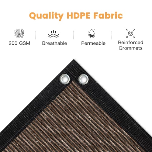 VICLLAX Shade Fabric Sun Shade Cloth Privacy Screen with Grommets for Patio Garden Pergola Cover Canopy 20x20 FT, Mocha