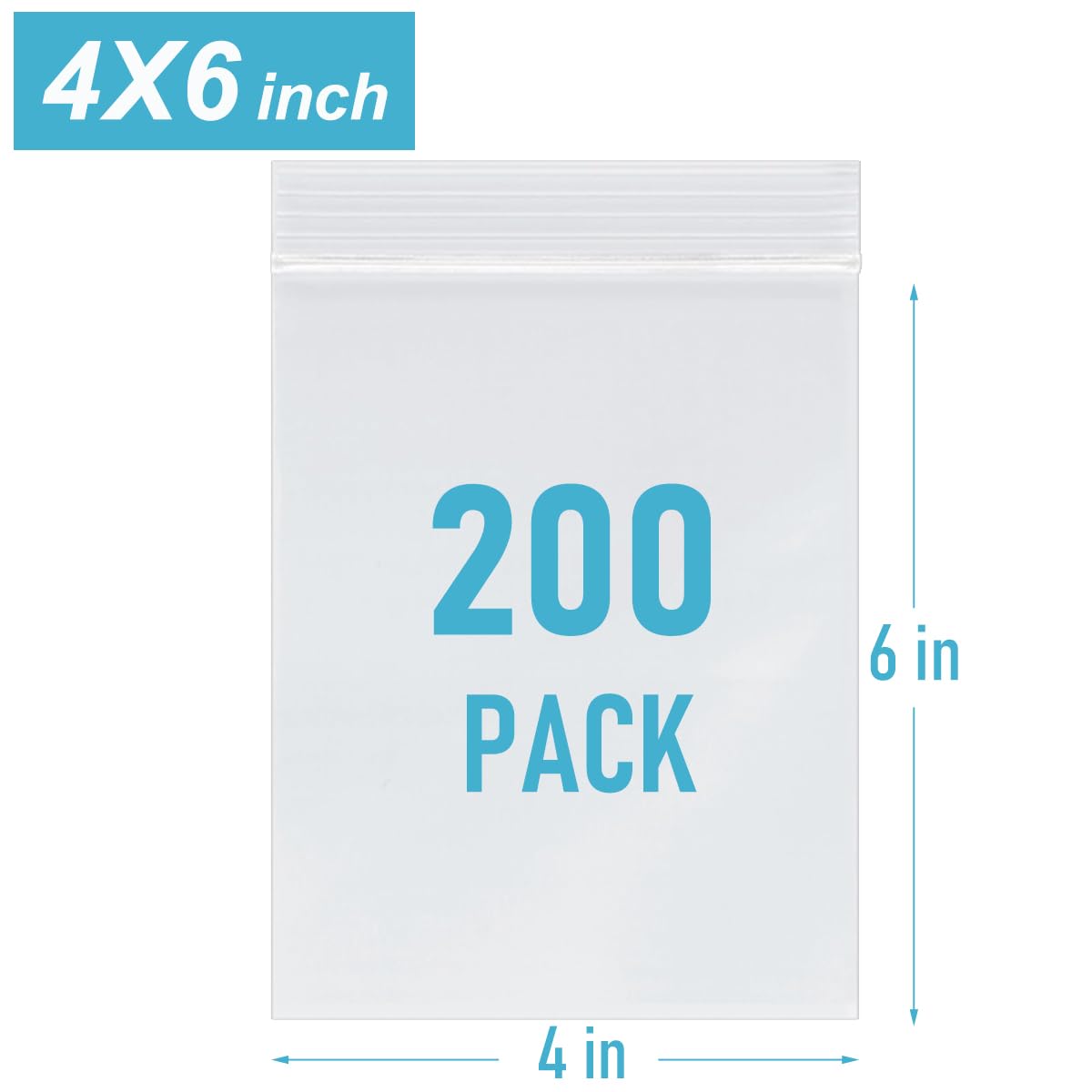 4 x 6 Inch 200Pcs Small Plastic Bags, 2 Mil Small Zip Bag, Transparent Jewelry Bags Reclosable, Clear Mini Baggies, Resealable Lock Poly Bag for Pill, Beads, Screws, Packaging