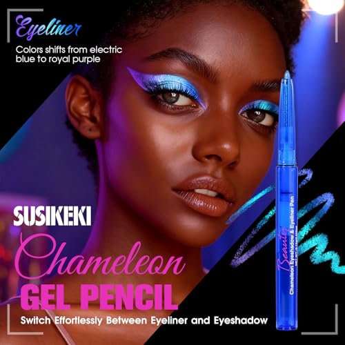 SUSIKEKI Chameleon Metallic Eyeshadow & Eyeliner Gel Pencil – Multichrome Shifting Colors Glitter Eye Makeup, Waterproof L...