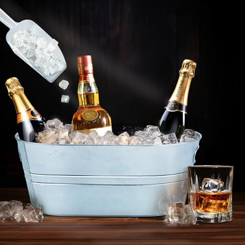 4 Pack Galvanized Metal Ice Buckets, 3 Gallon Ice Buckets for Parties Wine Beverage Tub with Carry Handle for Home/Bar Bee...