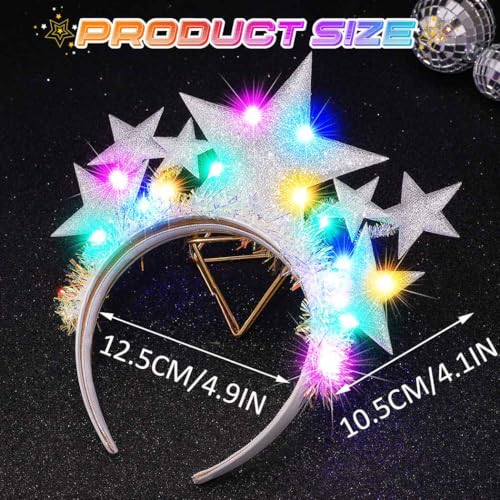GORTIN Light up Star Headband Silver Glowing LED Headbands Star Costume Headpiece Hair Accessories for Women