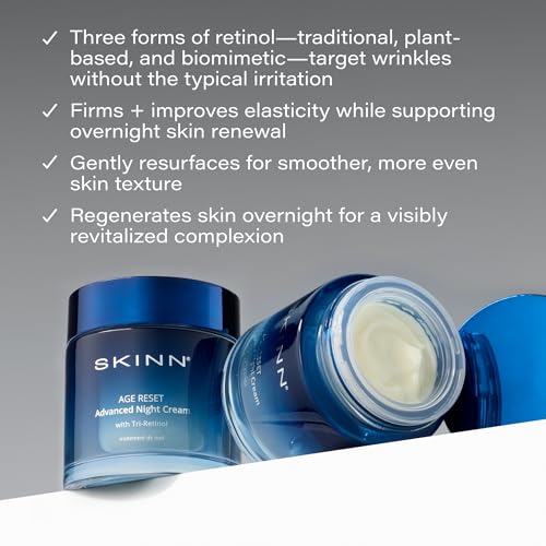 SKINN Advanced Night Cream for Face, 1.7 Fl Oz - Deep Wrinkle Cream for Women & Men for Fine Lines, Uneven Skin Tone & Sagging Skin - Facial Moisturizer Skin Care for Vibrant & Healthy-Looking Skin