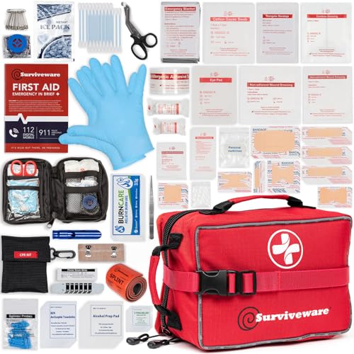 Surviveware 238 Pcs Comprehensive Premium Survival First Aid Kit - Medical Emergency Kit for Travel Camping Gear, Home Ess...