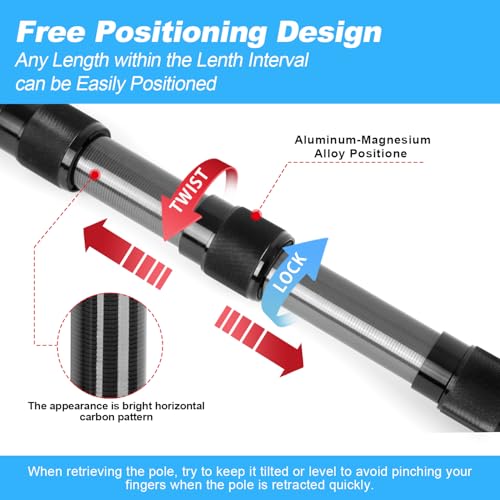 Carbon Fiber Pool Pole, Professional Ultralight Pool Poles 4.6 to 15 FT, Telescoping Lightweight Pool Cleaning Pole, Heavy...
