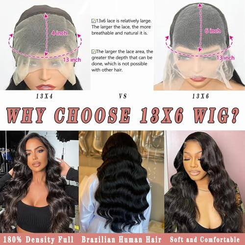 28 Inch 13x6 Body Wave Lace Front Wigs Human Hair Pre Plucked Glueless Wigs Human Hair 180% Density Body Wave 13x6 HD Transparent Frontal Wigs Lace Front Wigs for Women
