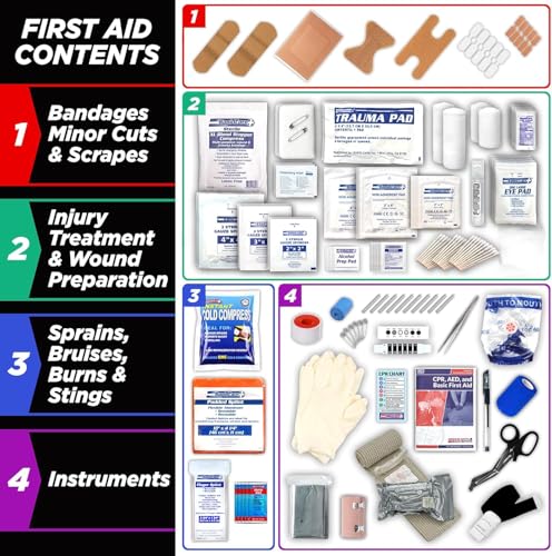 Rapid Care First Aid Kit – 300+ Piece Emergency Medical Kit with Bonus 95-Piece Travel Pack – Outdoor, Workplace, and Home...