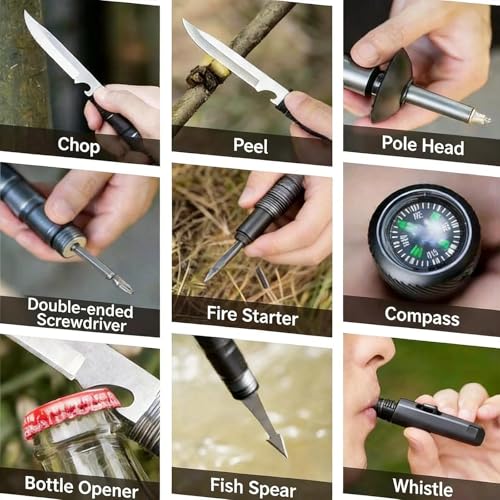 Collapsible Tactical Hiking Trekking Pole,2026 New Aluminum Tactical Walking Stick,Survival Hiking Trekking Pole,Gear for ...