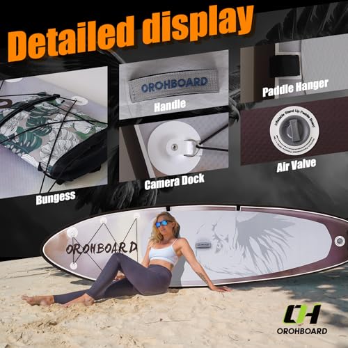 OROHBOARD 10’6/11’6 Inflatable Stand Up Paddle Board with Premium Paddleboards Accessories, Wide Stable Designed SUP Paddl...