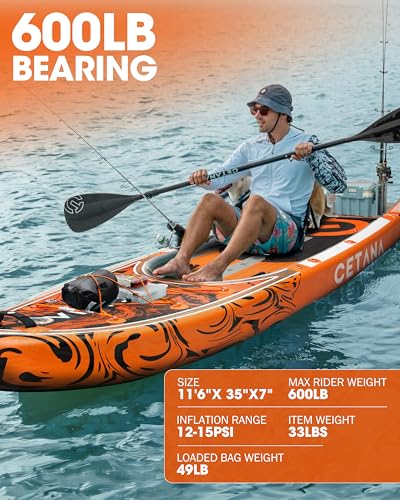 CETANA 11'6×35" Extra Wide Stand Up Paddle Board for Adults & Youth, 400lb Capacity Inflatable Paddle Board, Sup for 2+1 P...