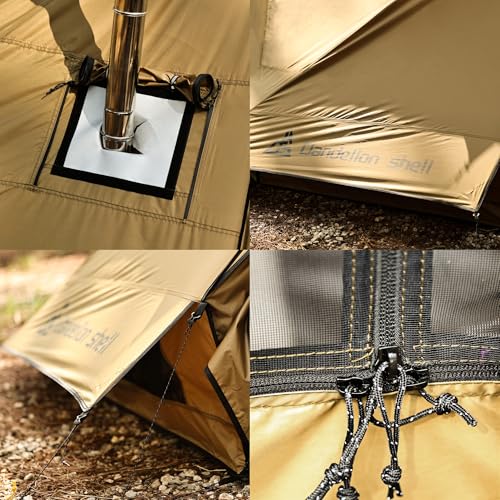 Hot Tent with Stove Jack – 4 Season Waterproof & Windproof Shelter for 1–4 People, Lightweight for Camping, Hiking, Huntin...