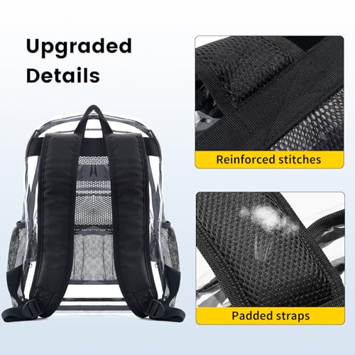 Vorspack Clear Backpack Heavy Duty PVC Transparent Backpack with Reinforced Strap Stitches & Large Capacity for College Wo...