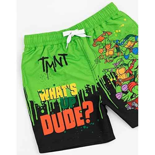 Teenage Mutant Ninja Turtles Boys Swim Shorts | Kids Graphic Swimming Pants | TMNT Drawstring Waistband Swimwear Trunks