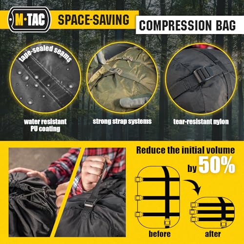 M-Tac Compression Stuff Sack for Sleeping Bag Military Water Resistant Compression Bag Lightweight Nylon Compression Sack ...