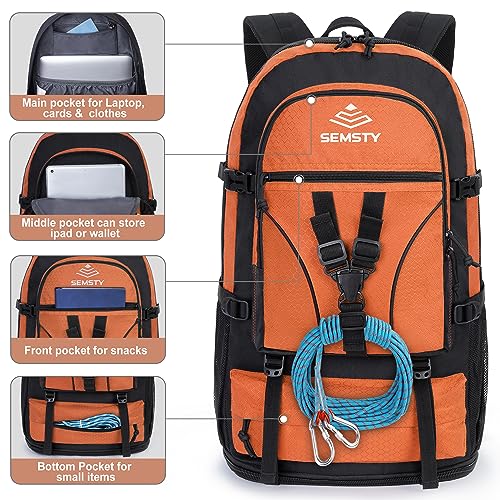 SEMSTY 40L/50L Expandable Hiking Backpack for Men and Women, Travel Camping Backpack Flight Approved