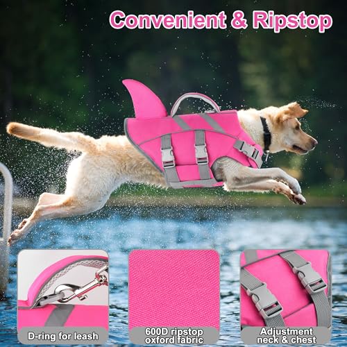 Dogcheer Shark Fin Dog Life Jacket, Adjustable Dog Harness Life Vest for Swimming Boating, Reflective Puppy Swim Vest Pet ...