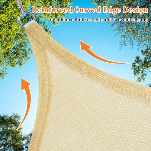 Shade&Beyond Triangle Sun Shade Sail 16'X16'X16' Permeable Canopy Sand for Patio Garden Yard Deck Pergola (We Make Custom ...