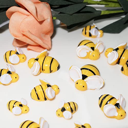 HADDIY Tiny Craft Bees,50 Pcs Small Plastic Resin Bumble Bee Decor for Embellishments and Bee Themed Birthday Party Table ...