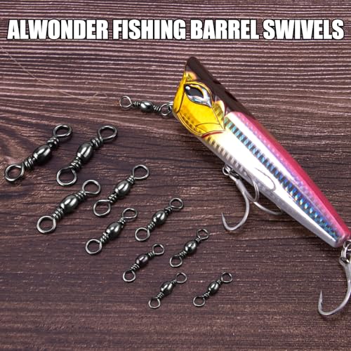 Alwonder 100-Pack Fishing Barrel Swivels, High Strength Stainless Solid Ring Brass Barrel Swivel with Black Nickel Coatin...