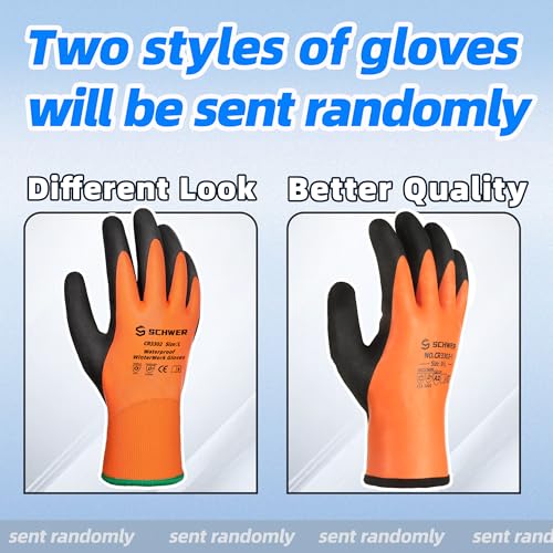Schwer 2 Pairs 100% Waterproof Winter Work Gloves, ANSI A2 Cut Resistant Freezer Gloves for Outdoor Cold Weather Keep Hand...